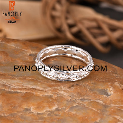 Twist & Dot Band 925 Sterling Silver Ring Band