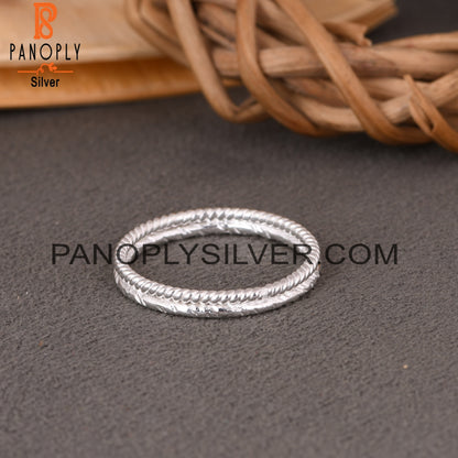 Double Bnad Twist & Texture Designer 925 Sterling Silver Ring