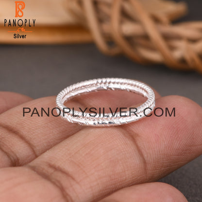 Double Bnad Twist & Texture Designer 925 Sterling Silver Ring