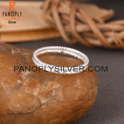 Double Bnad Twist & Texture Designer 925 Sterling Silver Ring