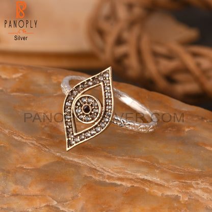 White Topaz & Garnet 925 Sterling Silver Ring