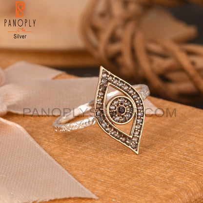 White Topaz & Garnet 925 Sterling Silver Ring