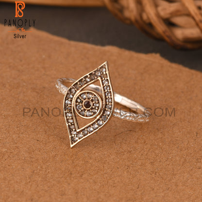 White Topaz & Garnet 925 Sterling Silver Ring