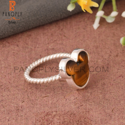 Twist Band Tiger Eye Yellow Mouse 925 Sterling Silver Ring