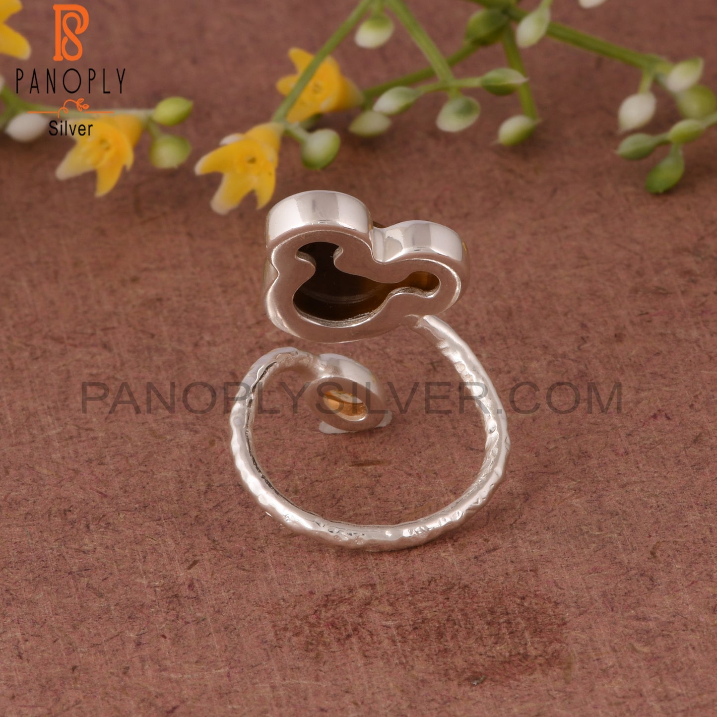 Tiger Eye Yellow & Citrine Mouse 925 Silver Twisted Ring