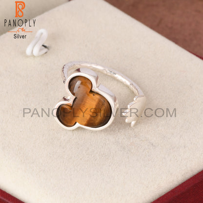 Tiger Eye Yellow Mickey Mouse 925 Silver Adjustable Ring