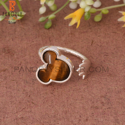 Tiger Eye Yellow Mickey Mouse 925 Silver Adjustable Ring