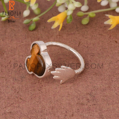 Tiger Eye Yellow Mickey Mouse 925 Silver Adjustable Ring