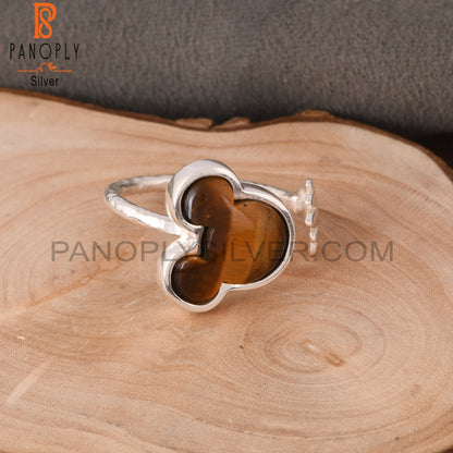 Tiger Eye Yellow Mickey Mouse 925 Silver Adjustable Ring