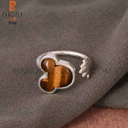 Tiger Eye Yellow Mickey Mouse 925 Silver Adjustable Ring