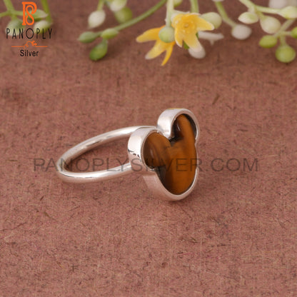 Tiger Eye Yellow Mouse 925 Sterling Silver Cat Ring