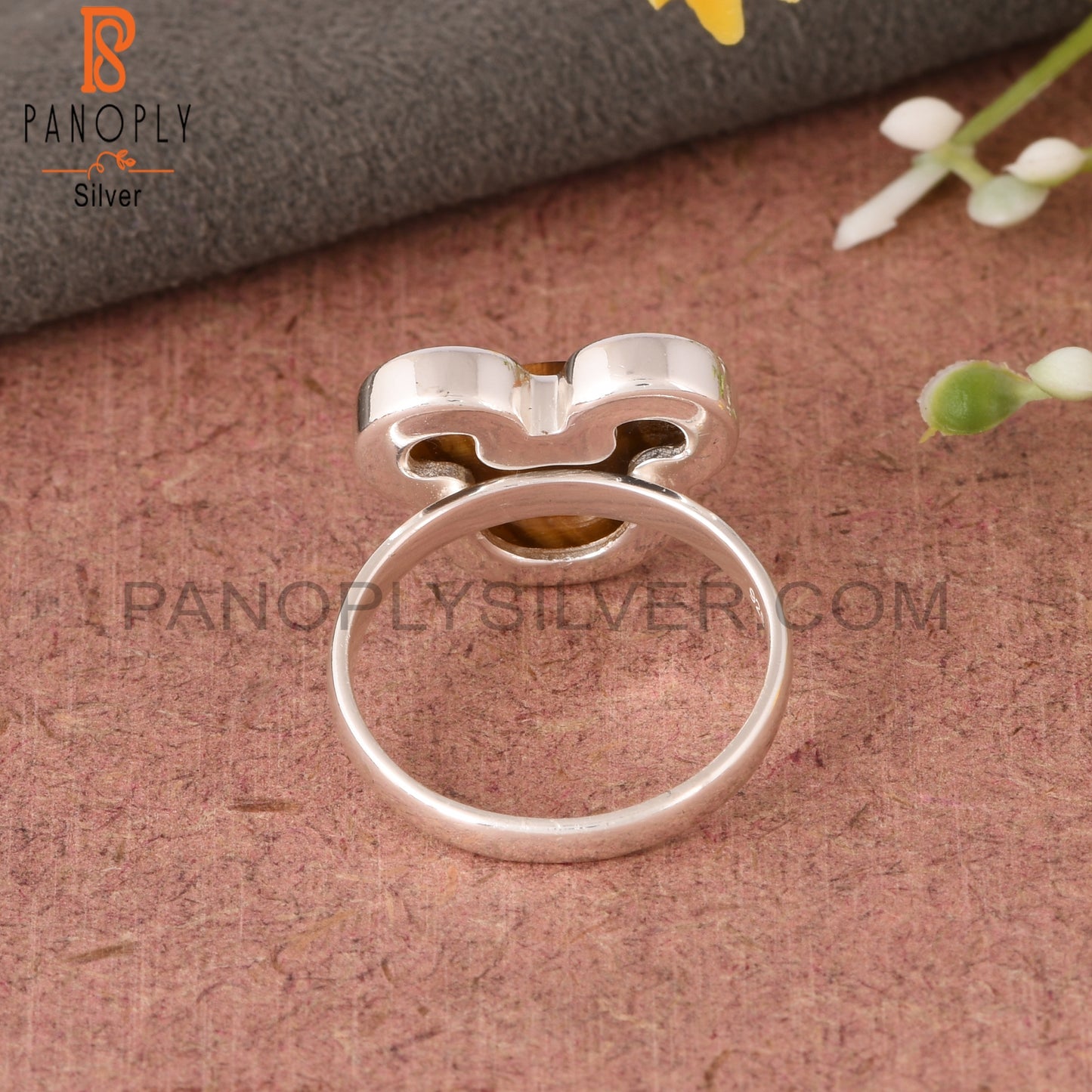 Tiger Eye Yellow Mickey Mouse 925 Silver Beautiful Cat Ring