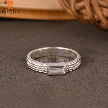 Cubic Zirconia Baguette 925 Sterling Silver Ring