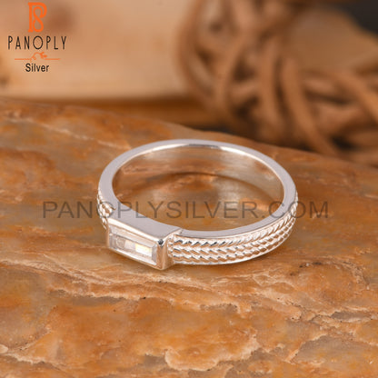 Cubic Zirconia Baguette 925 Sterling Silver Ring
