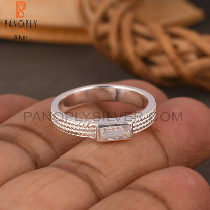 Cubic Zirconia Baguette 925 Sterling Silver Ring