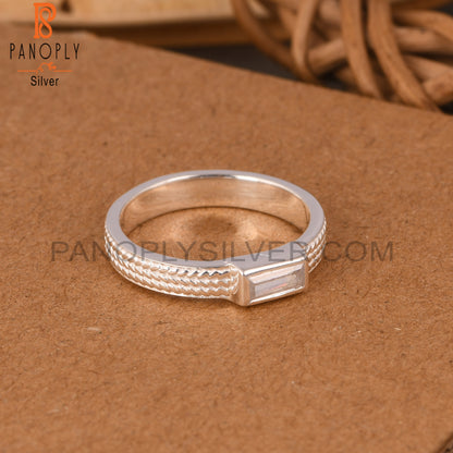 Cubic Zirconia Baguette 925 Sterling Silver Ring
