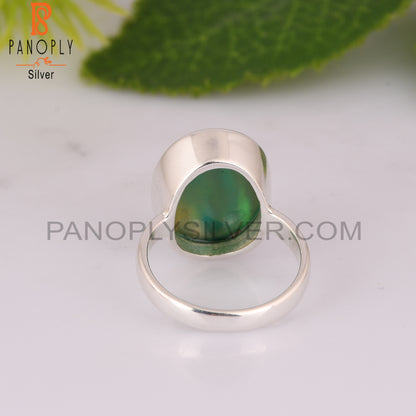 Aurora Opal Green Oval 925 Sterling Silver Ring