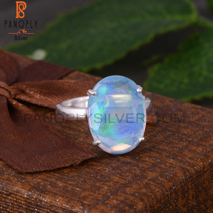 Aurora Opal Sky Oval 925 Sterling Silver Colour Change Ring