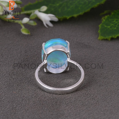 Aurora Opal Sky Oval 925 Sterling Silver Colour Change Ring