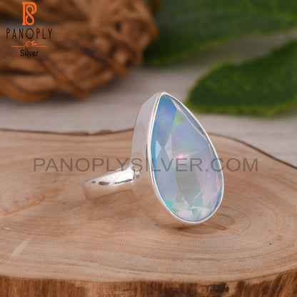 Aurora Opal Sky Pear 925 Sterling Silver Ring