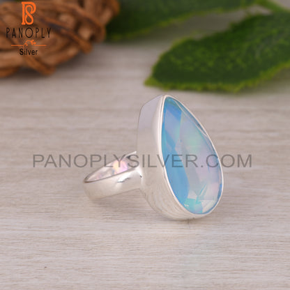 Aurora Opal Sky Pear 925 Sterling Silver Ring