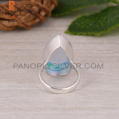 Aurora Opal Sky Pear 925 Sterling Silver Ring