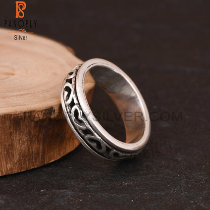Handmade 925 Sterling Silver V Pattern Ring