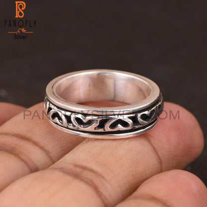 Handmade 925 Sterling Silver V Pattern Ring