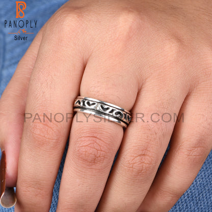 Handmade 925 Sterling Silver V Pattern Ring