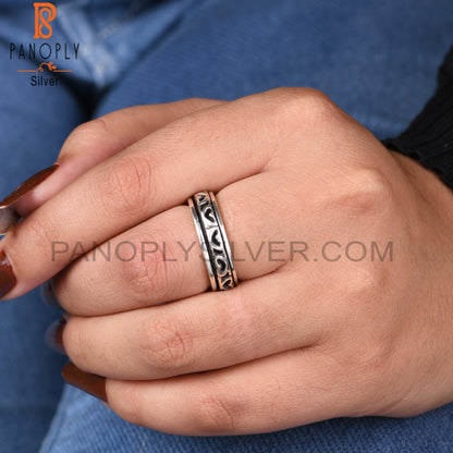 Handmade 925 Sterling Silver V Pattern Ring