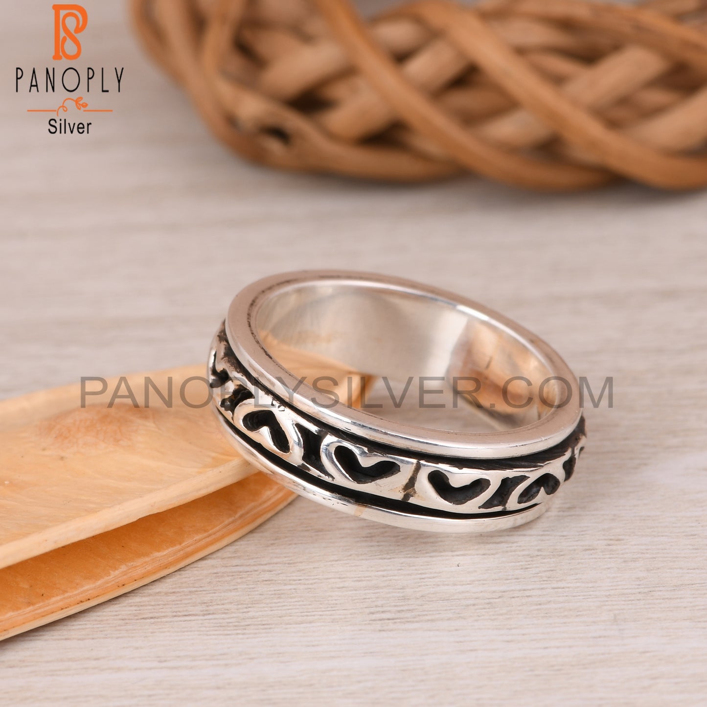 Handmade 925 Sterling Silver V Pattern Ring