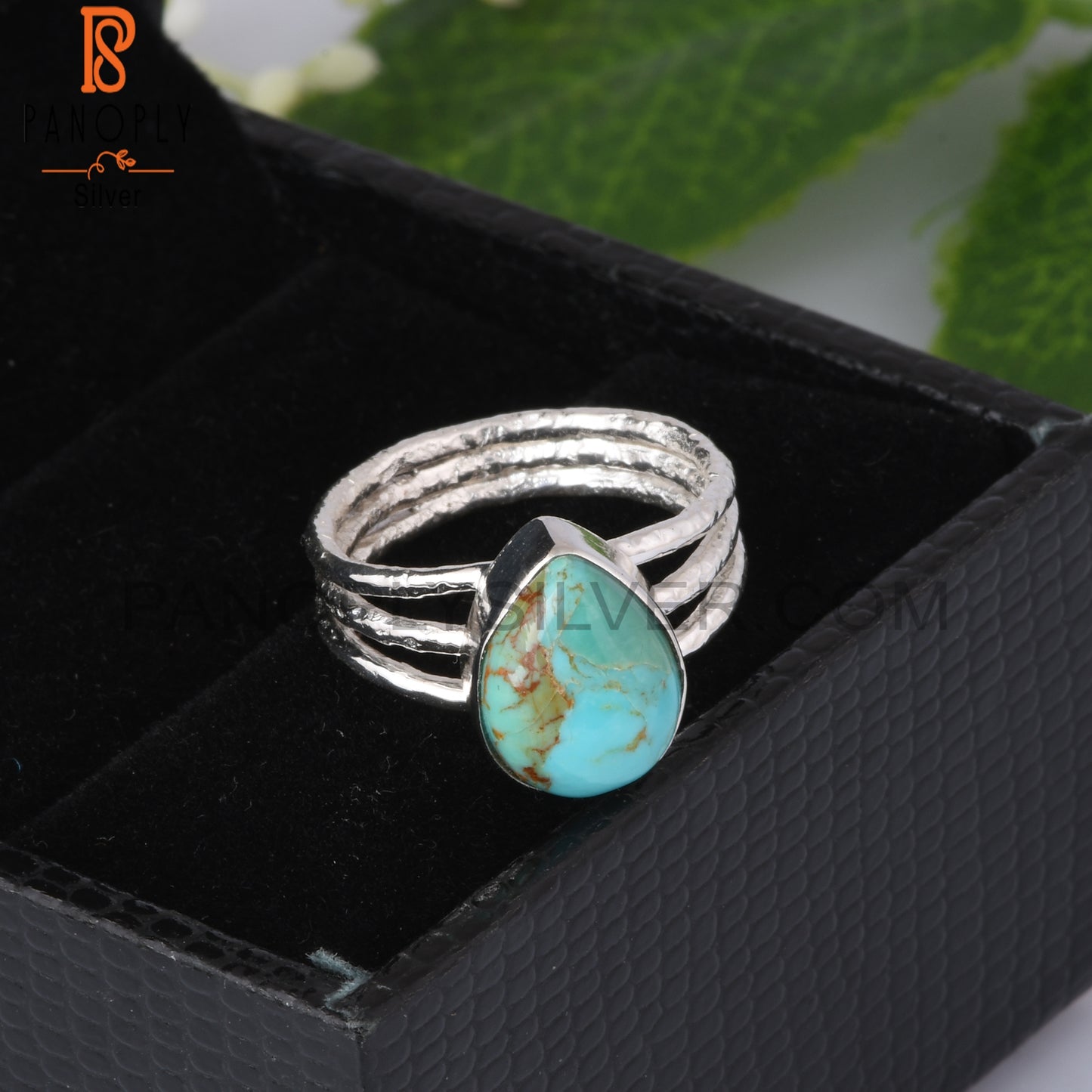 Kingman Turquoise Pear Shape 925 Sterling Silver Ring