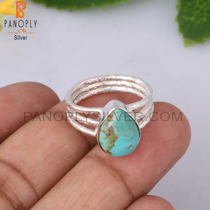 Kingman Turquoise Pear Shape 925 Sterling Silver Ring