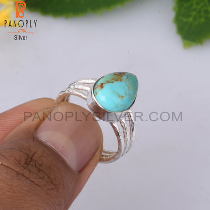 Kingman Turquoise Pear Shape 925 Sterling Silver Ring