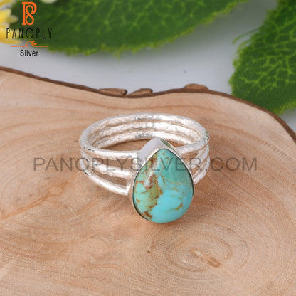 Kingman Turquoise Pear Shape 925 Sterling Silver Ring