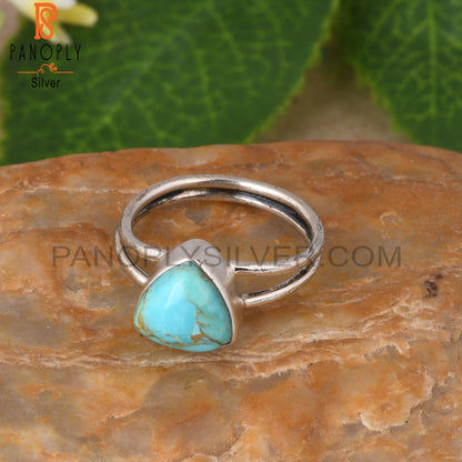 Kingman Turquoise Trillion Shape 925 Sterling Silver Ring