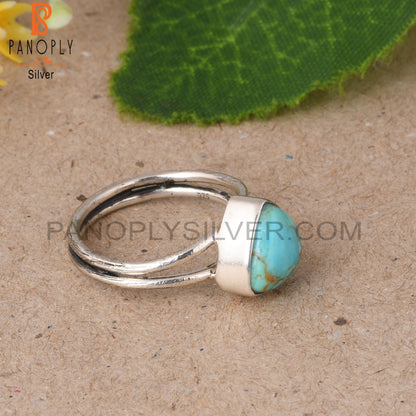 Kingman Turquoise Trillion Shape 925 Sterling Silver Ring