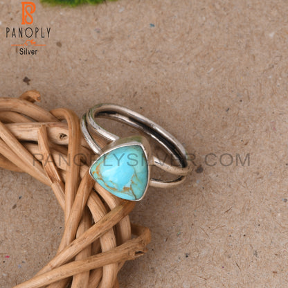Kingman Turquoise Trillion Shape 925 Sterling Silver Ring