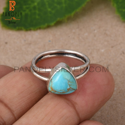 Kingman Turquoise Trillion Shape 925 Sterling Silver Ring