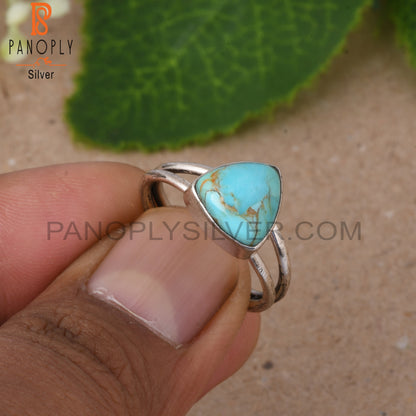 Kingman Turquoise Trillion Shape 925 Sterling Silver Ring