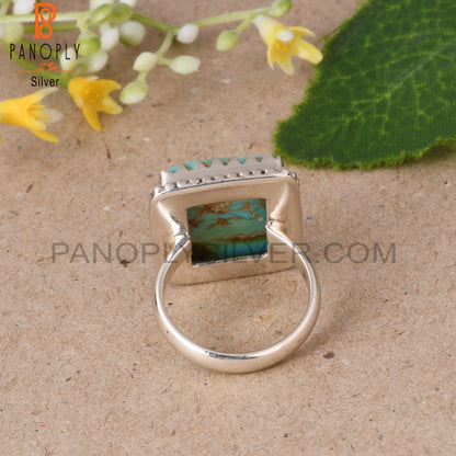Kingman Turquoise Beguette 925 Silver Handmade Ring