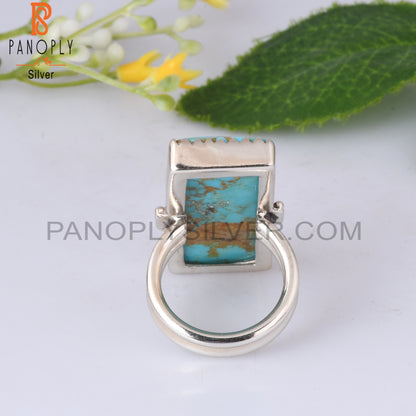 Kingman Turquoise Baguette Shape 925 Sterling Silver Ring