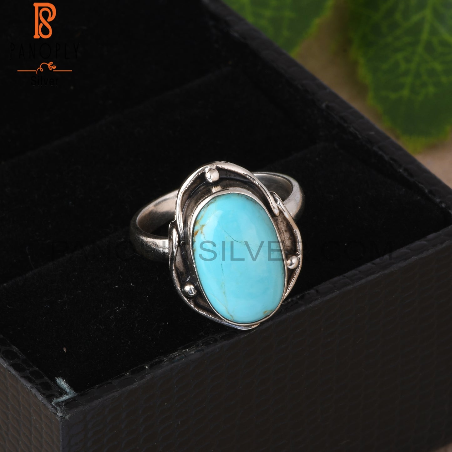 Kingman Turquoise Oval Shape 925 Sterling Silver Ring