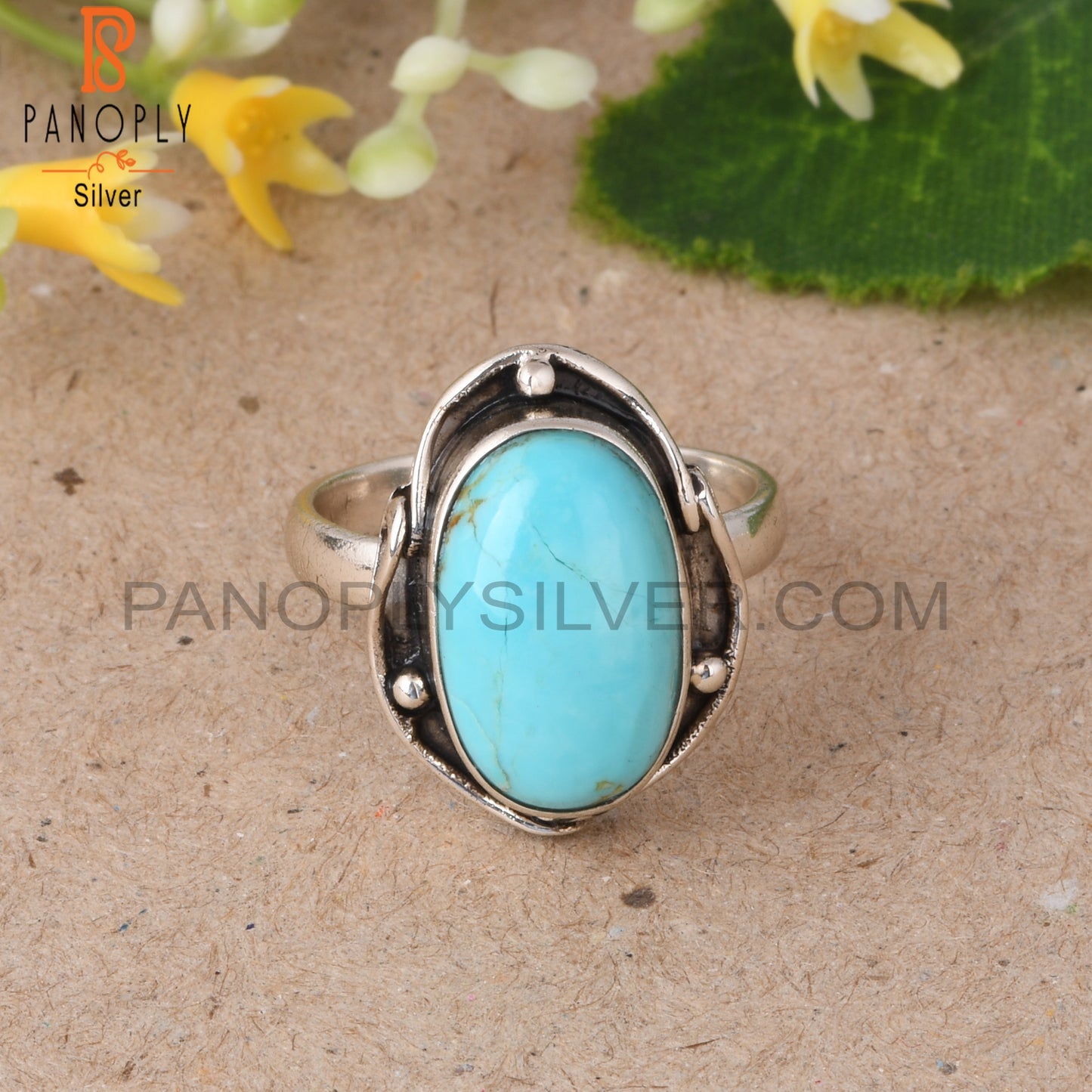 Kingman Turquoise Oval Shape 925 Sterling Silver Ring