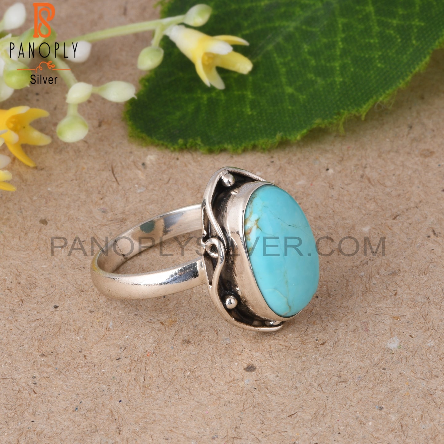 Kingman Turquoise Oval Shape 925 Sterling Silver Ring