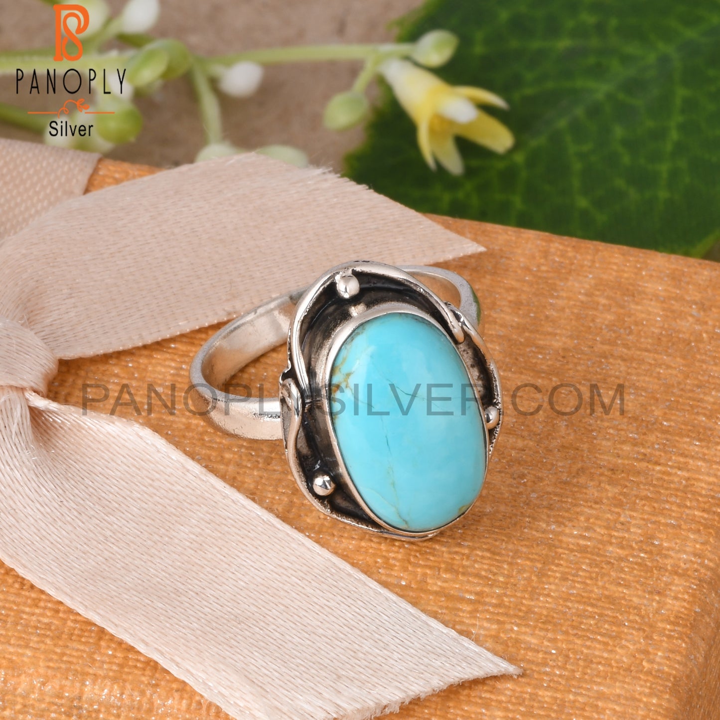Kingman Turquoise Oval Shape 925 Sterling Silver Ring