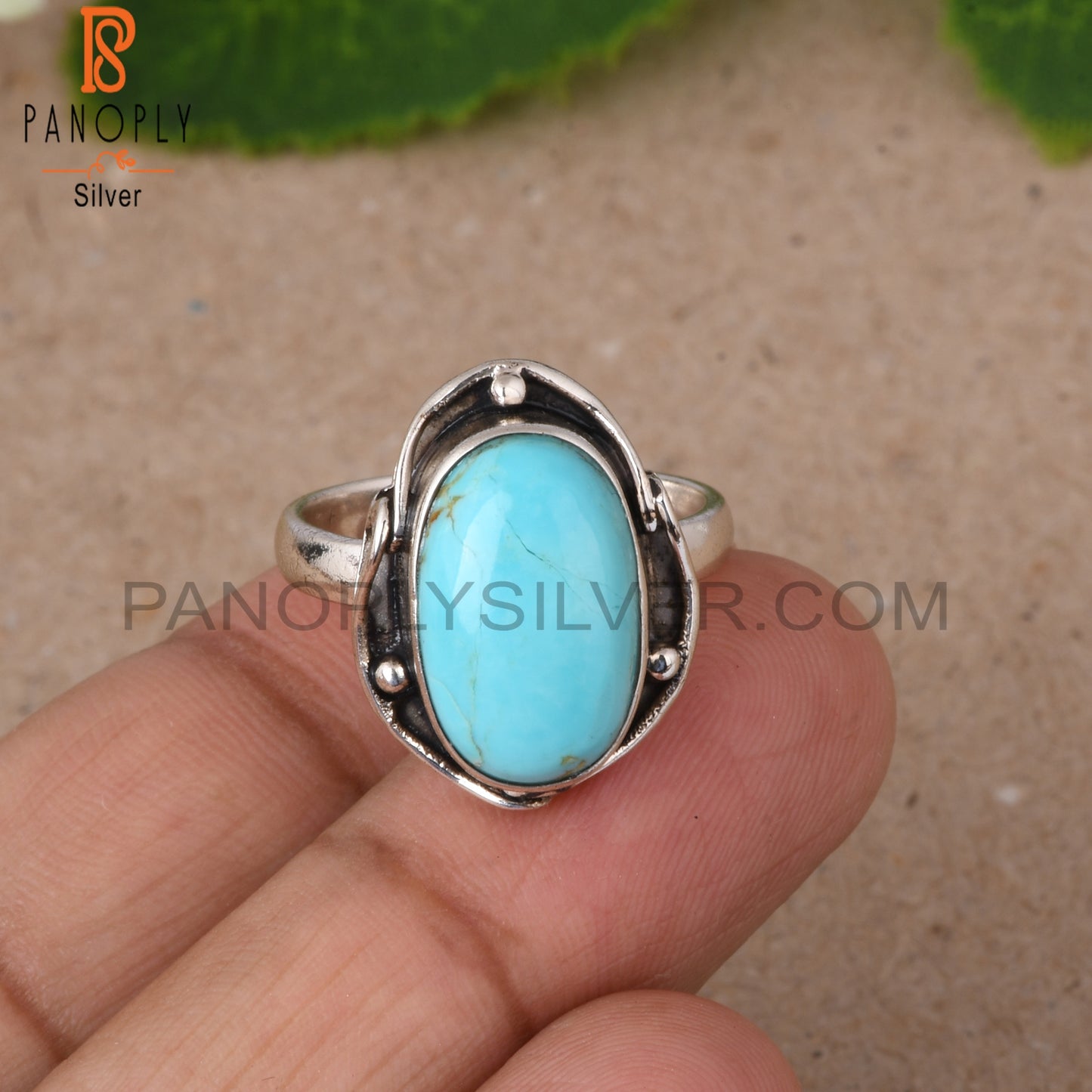 Kingman Turquoise Oval Shape 925 Sterling Silver Ring