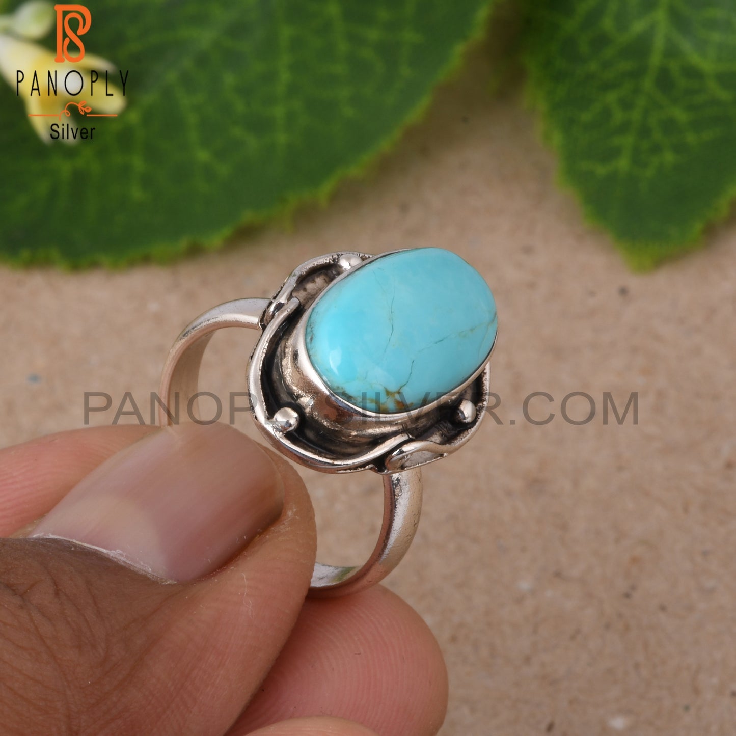 Kingman Turquoise Oval Shape 925 Sterling Silver Ring