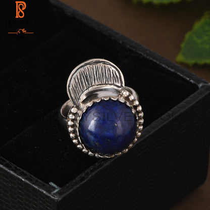Lapis Round Shape 925 Sterling Silver Ring