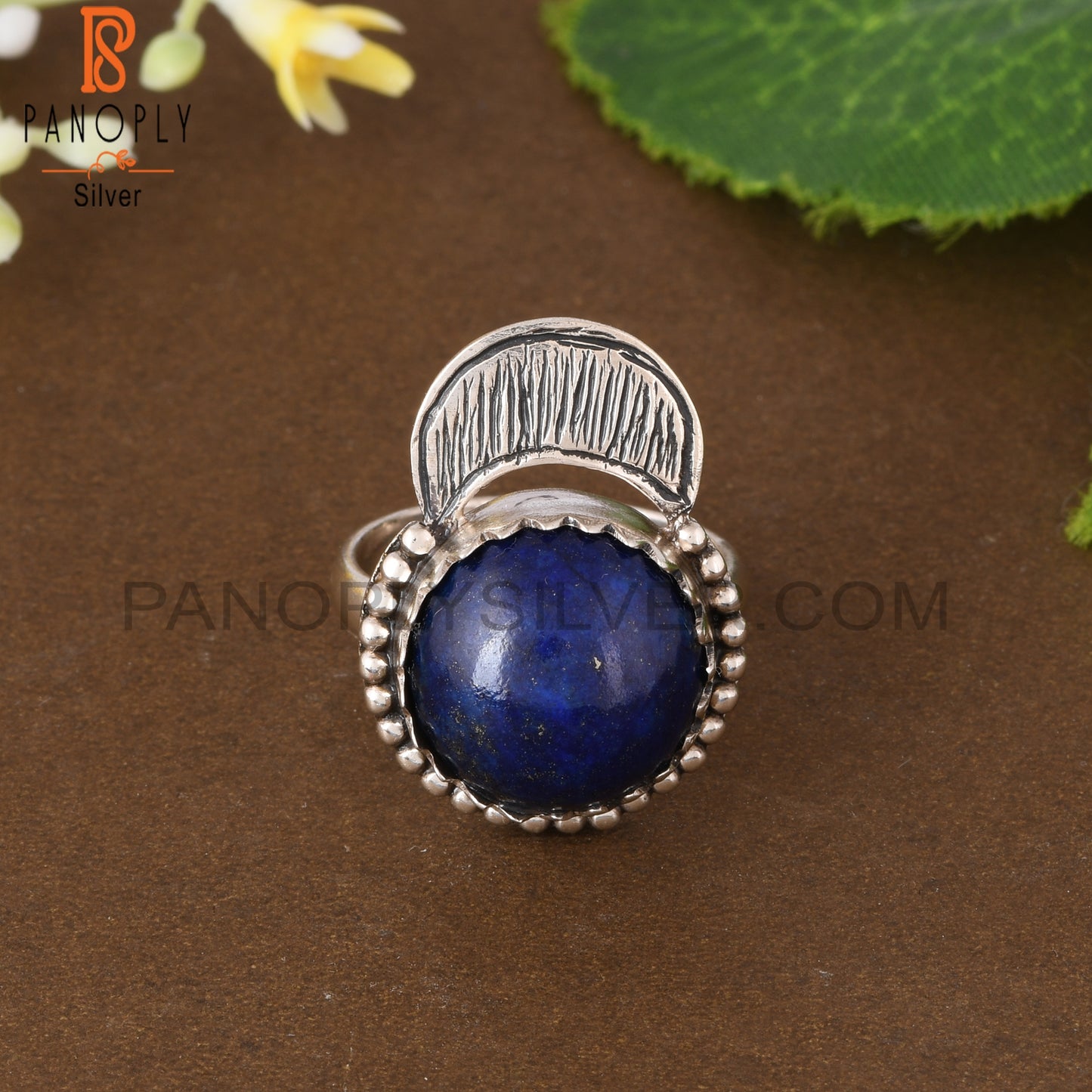 Lapis Round Shape 925 Sterling Silver Ring